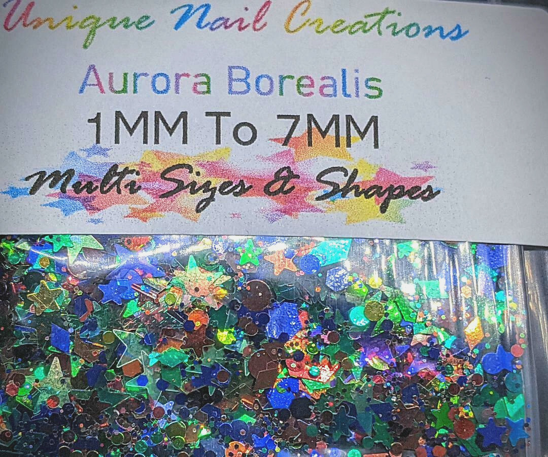 AURORA BOREALIS~MULTI SHAPES GLITTER~Nail•Acrylic•Gel•Body Art•Face•Festival