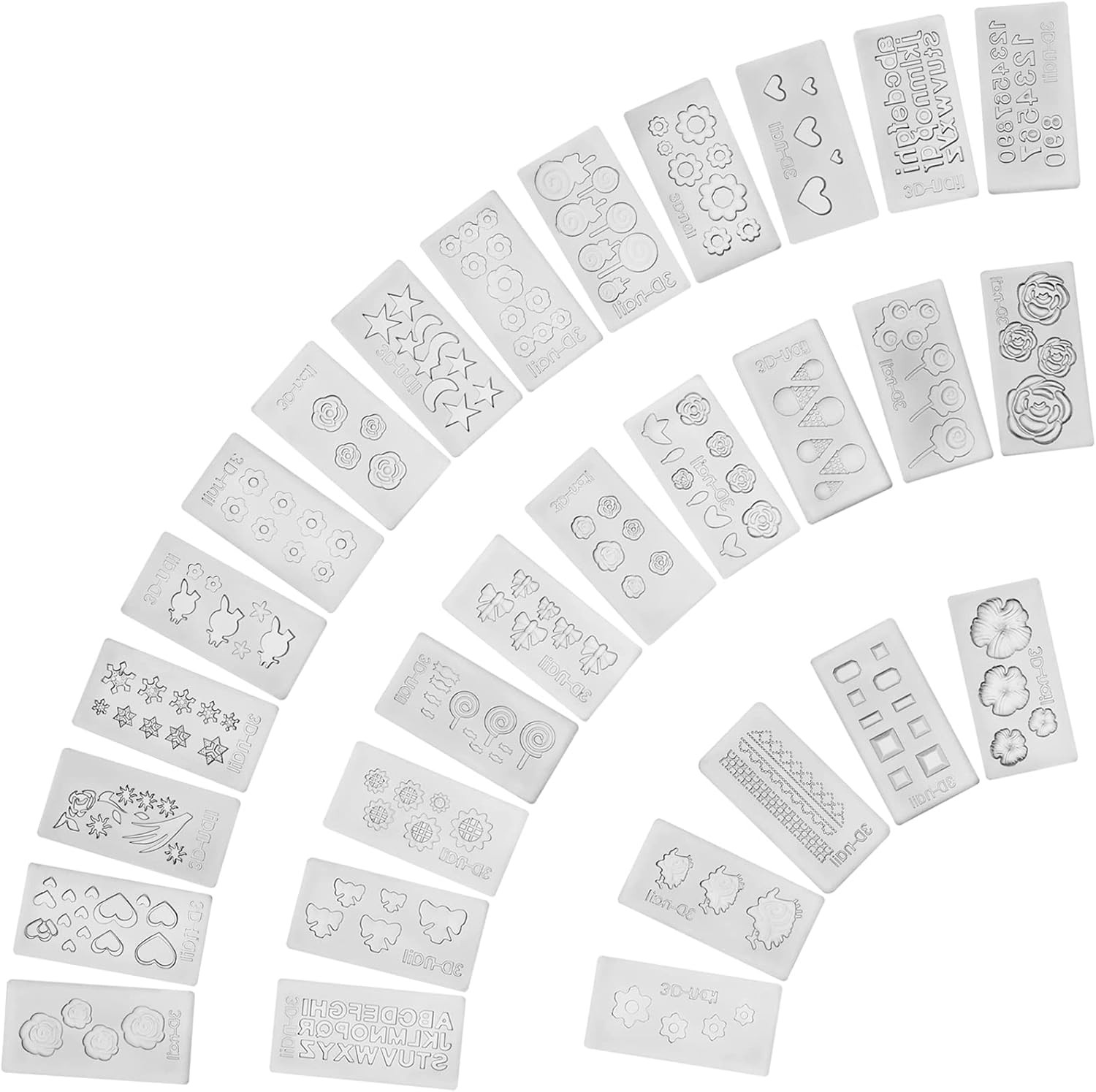 30 Pcs 3D Nail Art Mold DIY Nail Art Decorative Silicone Mould Carving Mold Nail