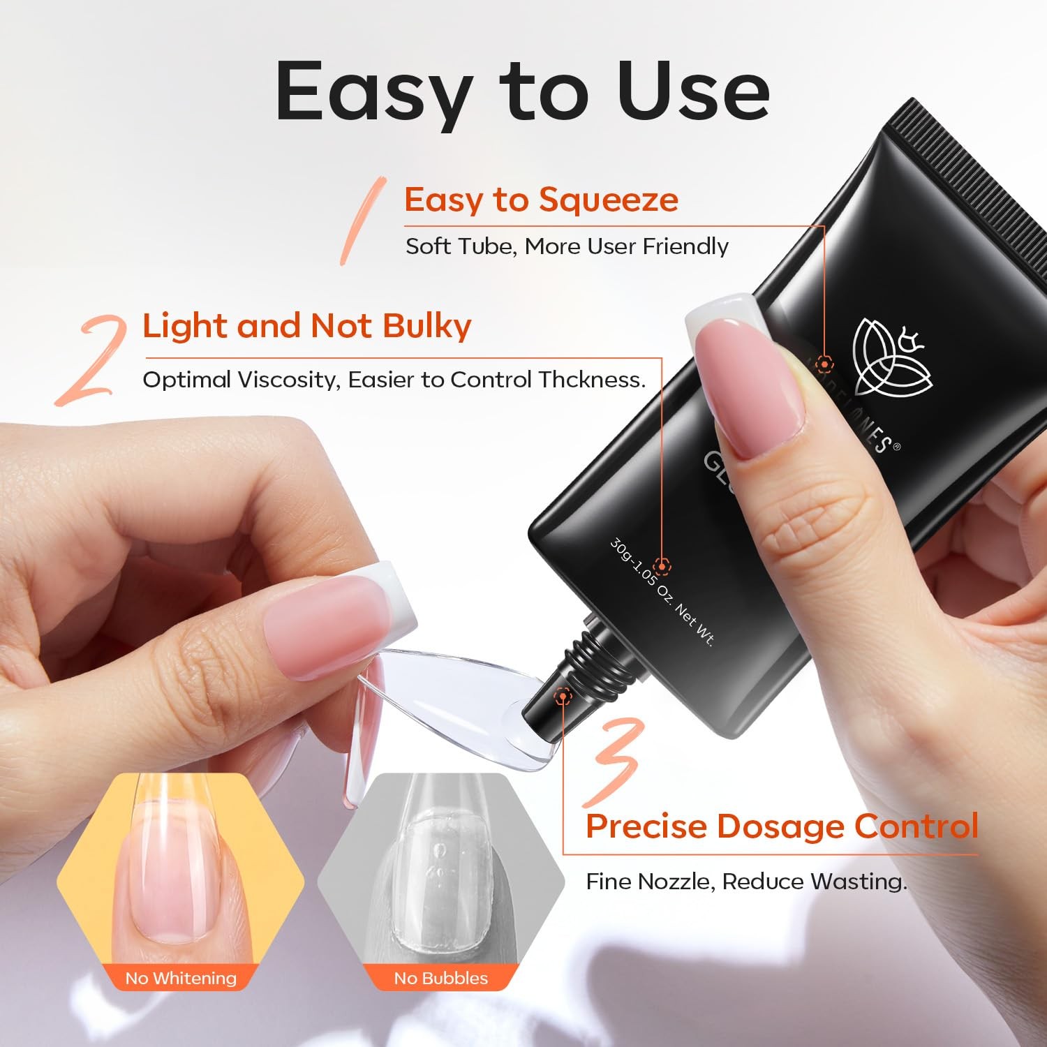 30g Solid Gel Nail Glue, Glue Gel on Nails for Clear Tips Super Strong Adhesi…