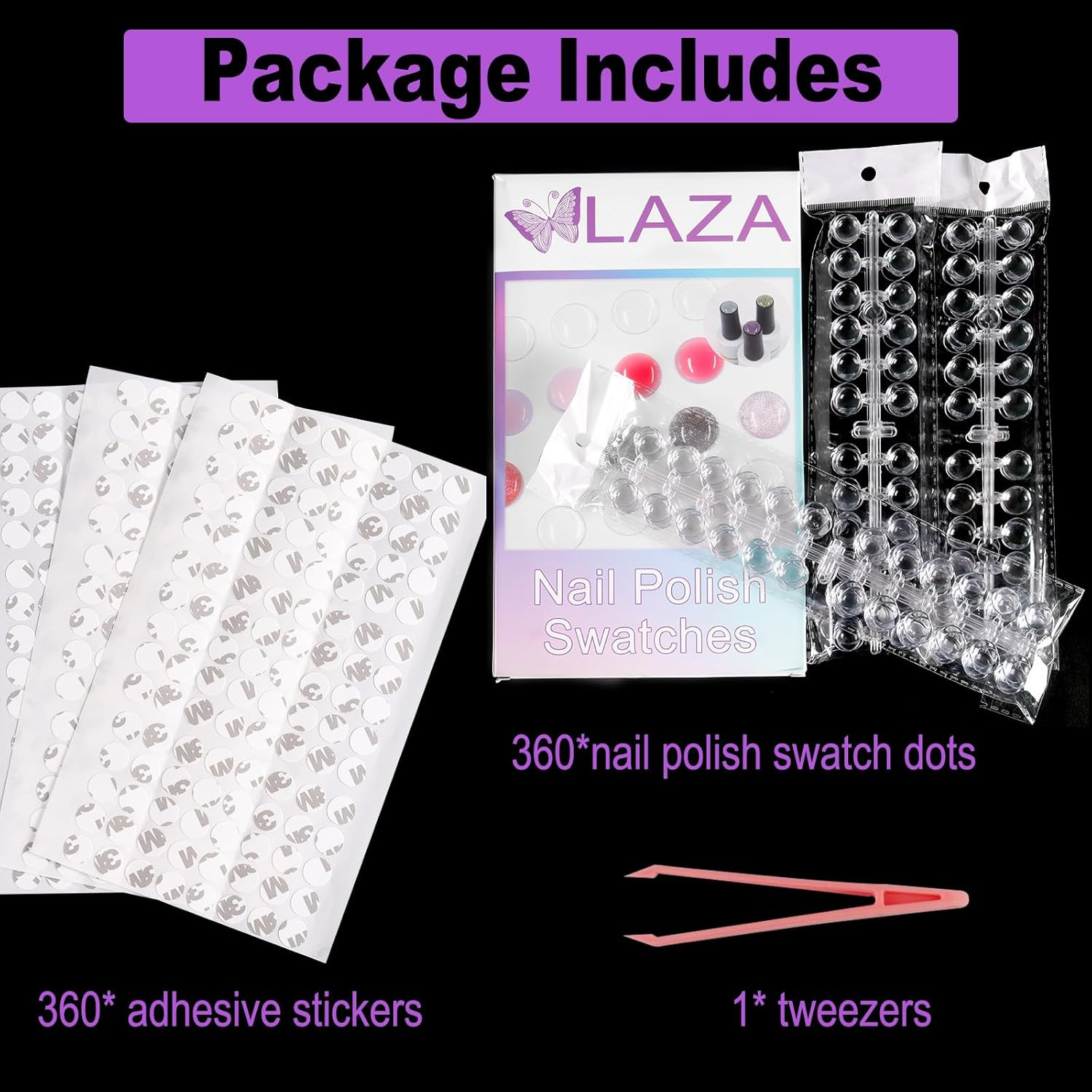 360Pcs Nail Polish Swatch Dots with Adhesive Stickers Box-Packed 12Mm Clear roun