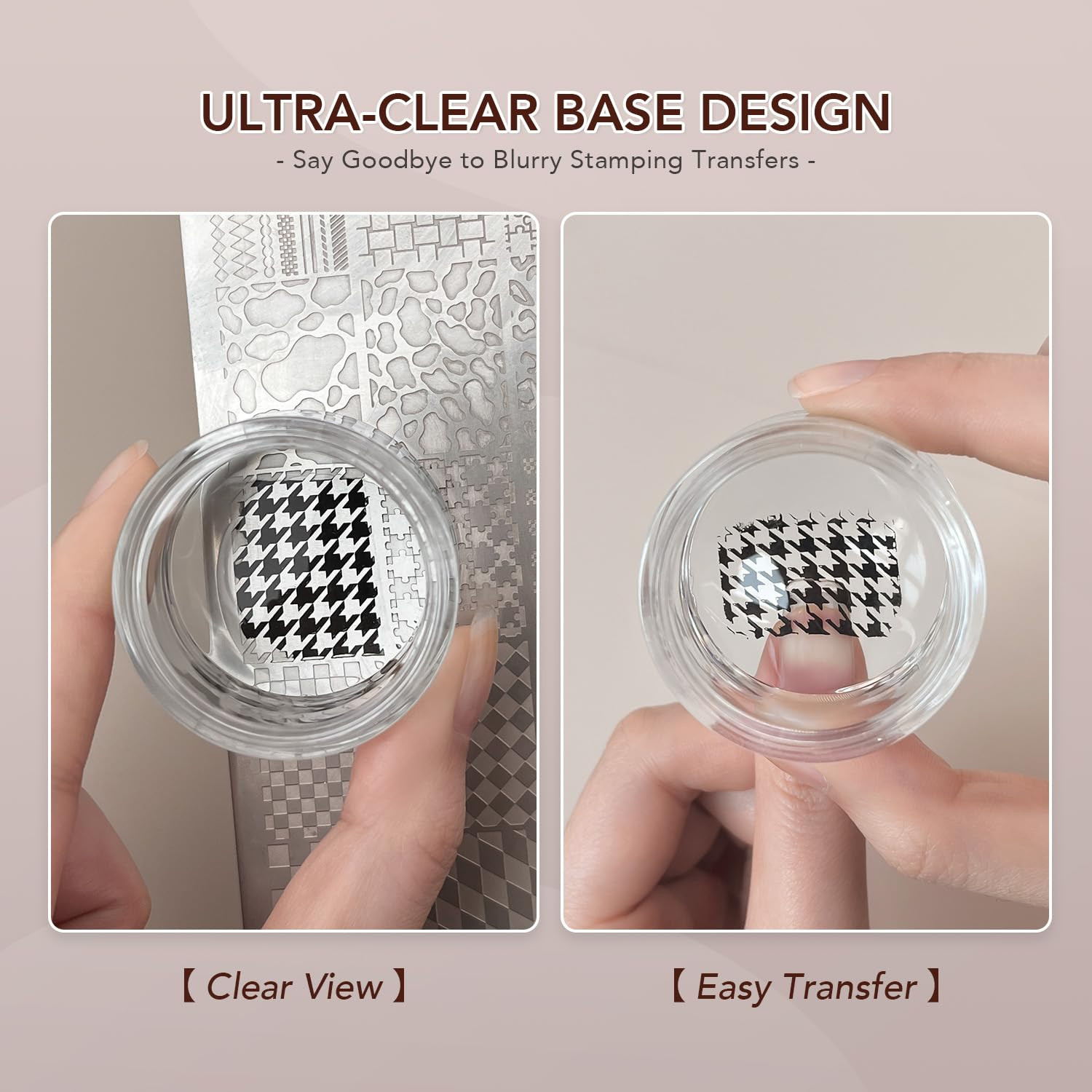 French Tip Stamp, 6Pcs Nail Art Stamper Kit, Soft Clear Silicone Round