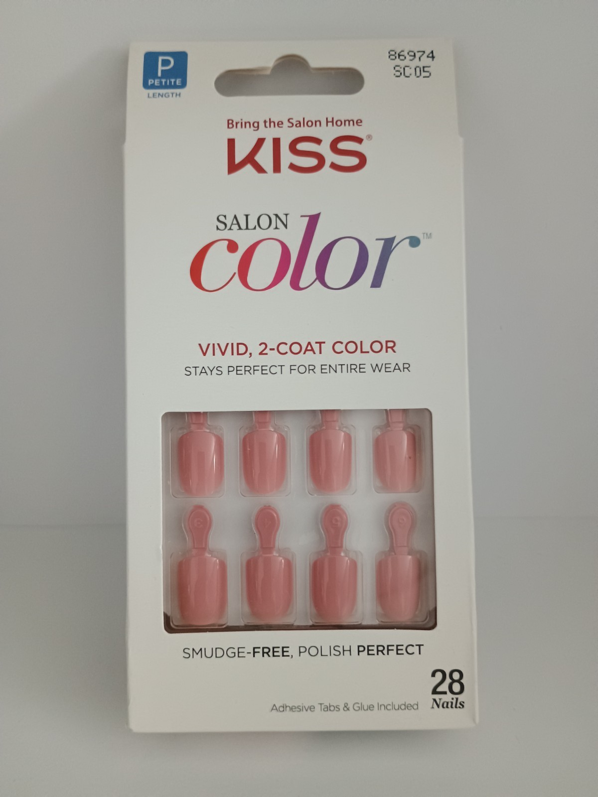 Kiss Salon Color Petite Length Glue-on False Nails – Nude (Pack of 1)