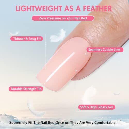 Frosting White Press on Nails Medium Long Square, Solid Color Ivory,White