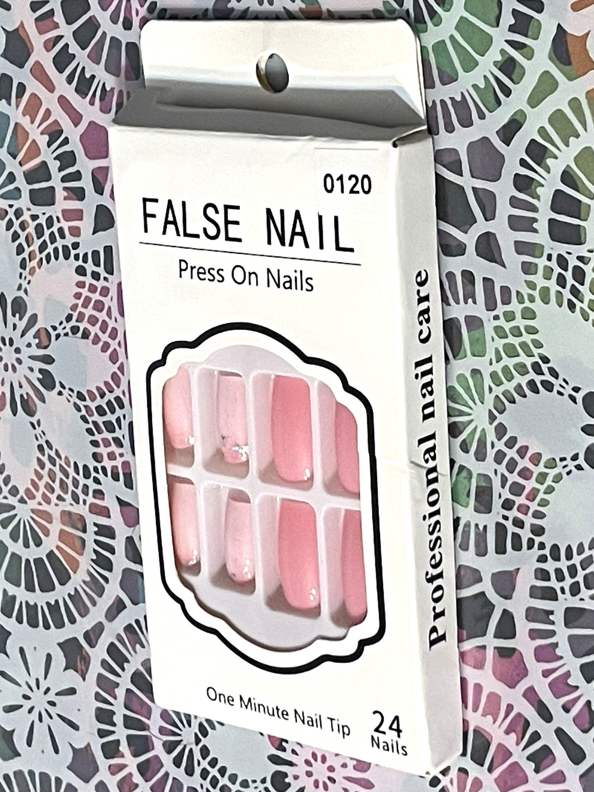 False Nail LIGHT PINK to DARK PINK OMBRÉ and GLITTER DETAIL Press On Manicure