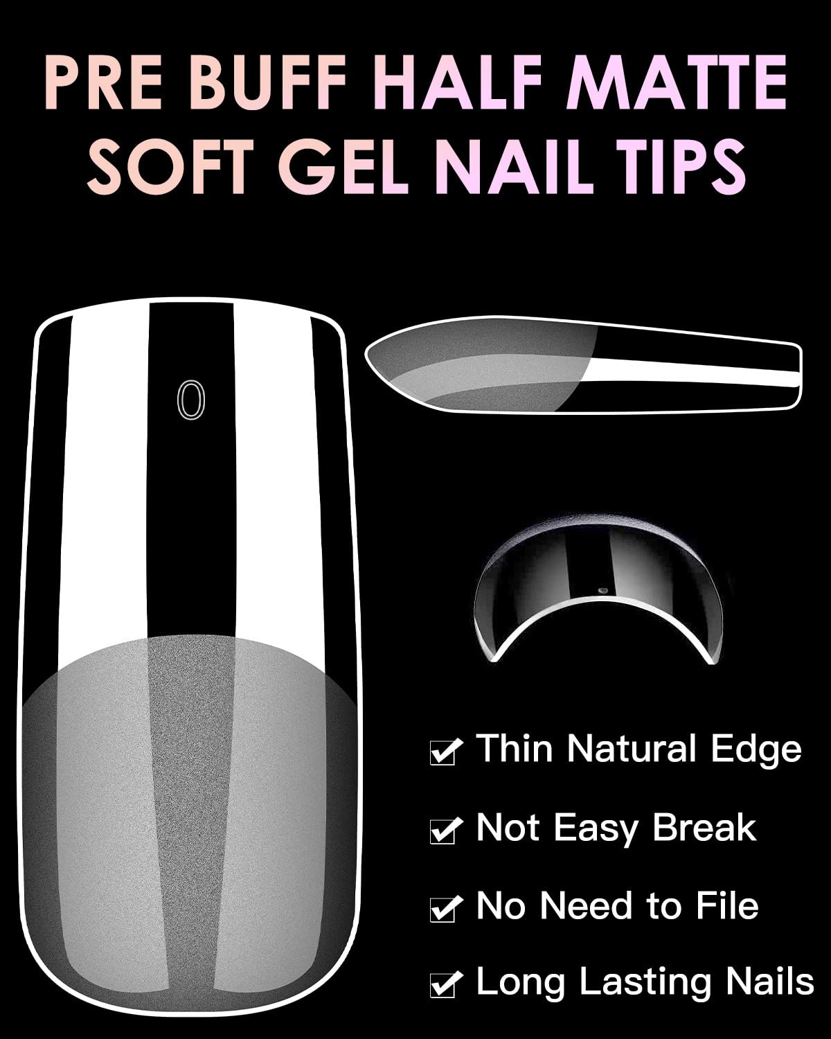 Soft Gel Nail Tips Medium Square, 120PCS Pre Buff Full Cover Nail Extenison T…