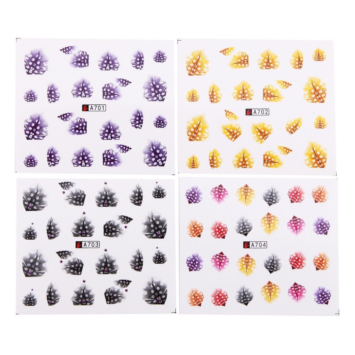 Nail Art Water Transfer Sticker Colorful Feather Decal Manicure