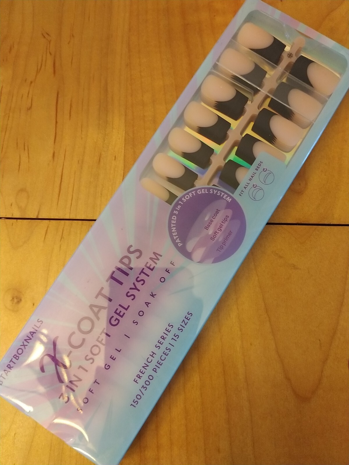 X-Coat Tips Kit 150/300 Piece 15 Sizes 3 IN 1 Soft Gel Soak Off BTARTBOXNAILS