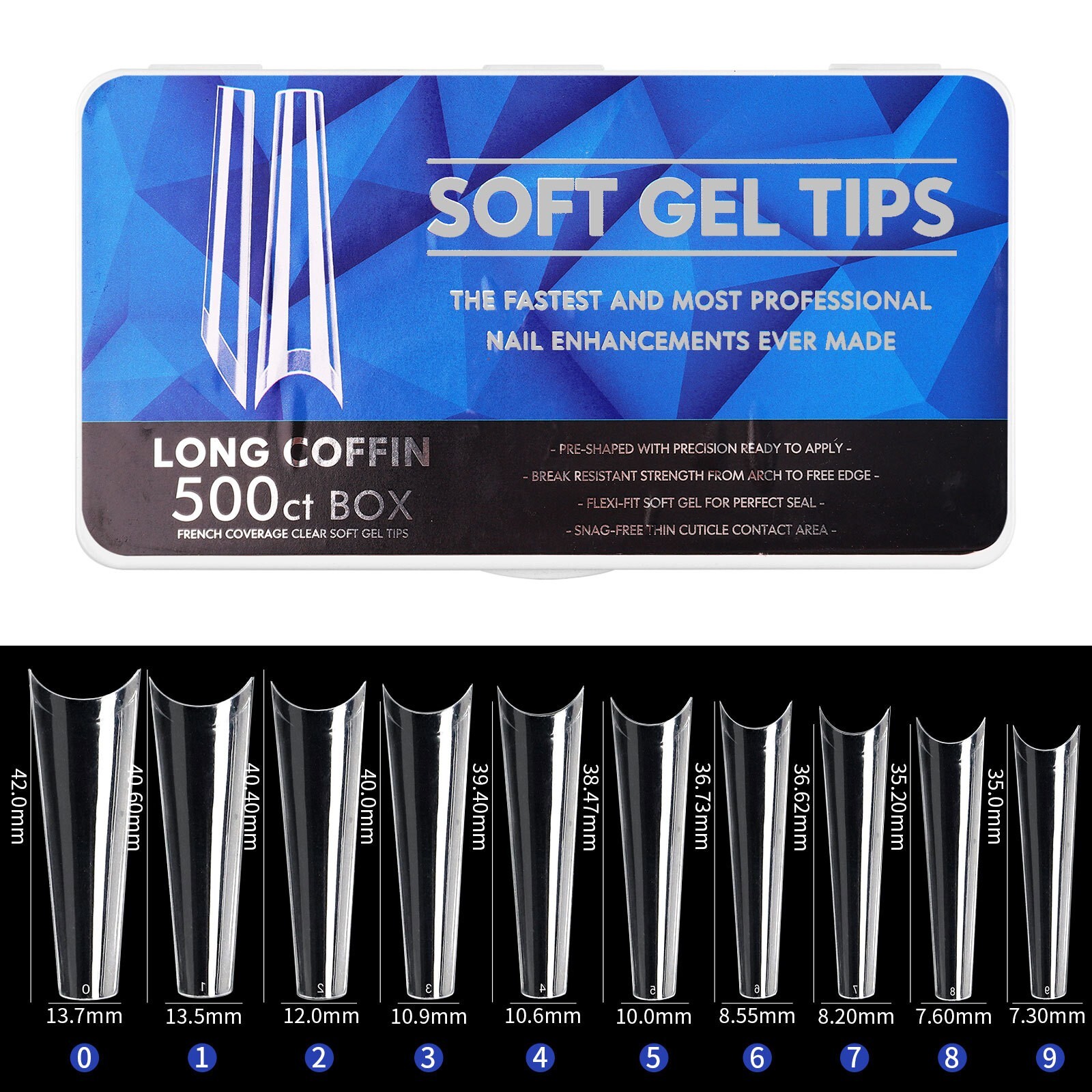 550Pcs/Box Coffin Nail Art Tips Stiletto Almond Ballerina Shape Fake False Nails