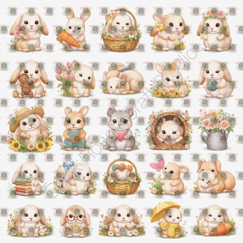 Bunny Rabbits Waterslide Nail Art Decals Set Of 50 Instructions Bonus