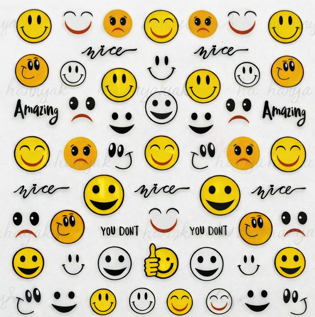 Smiley Faces Nail Decals Emoji Sticker Peel & Stick – 100 Decals