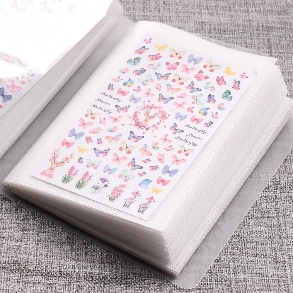 Nail Art Stickers Organizer Storage Book Binder with 100 Slots for Displaying