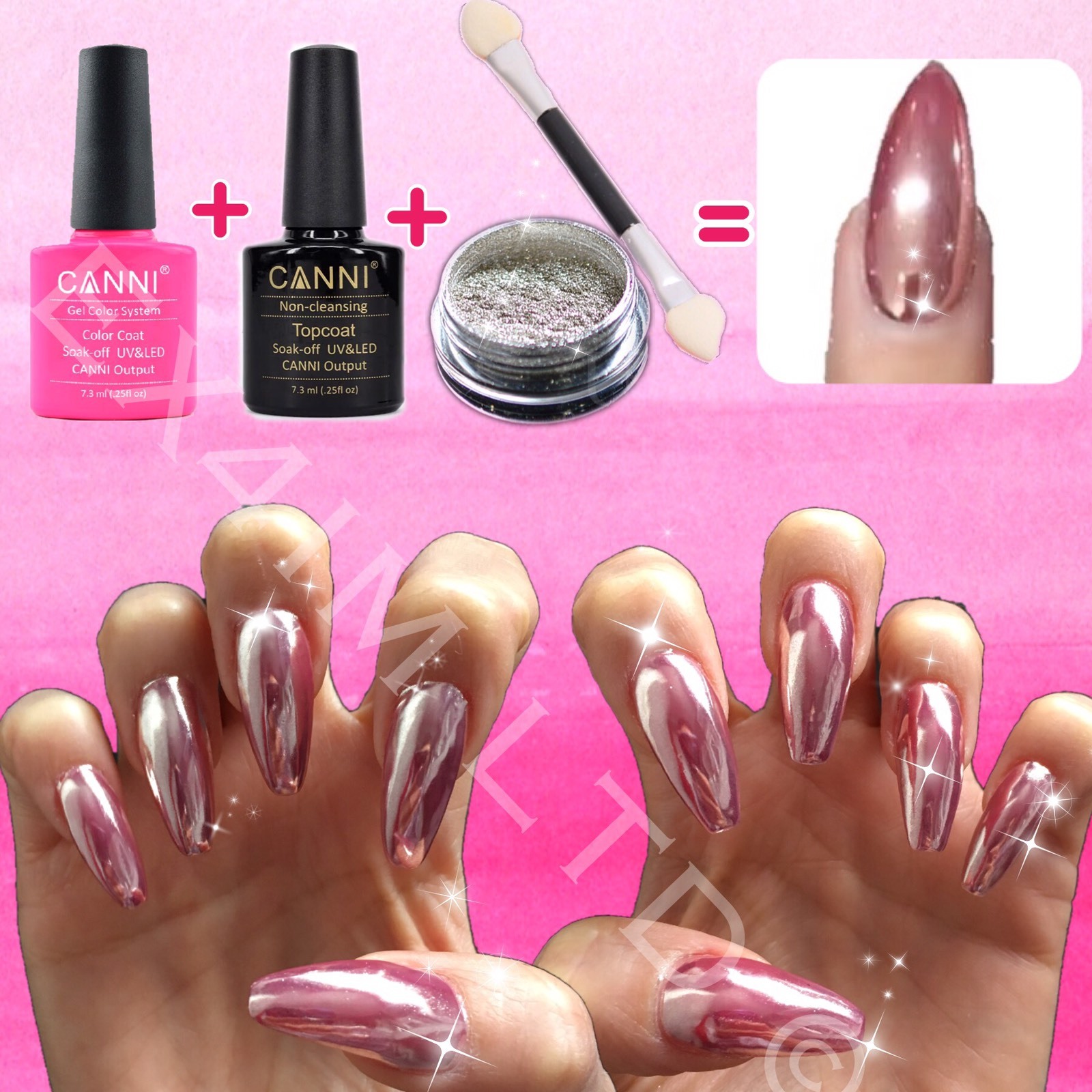 ROSE GOLD NAILS CHROME POWDER Mirror Effect Trendy Nail (R)
