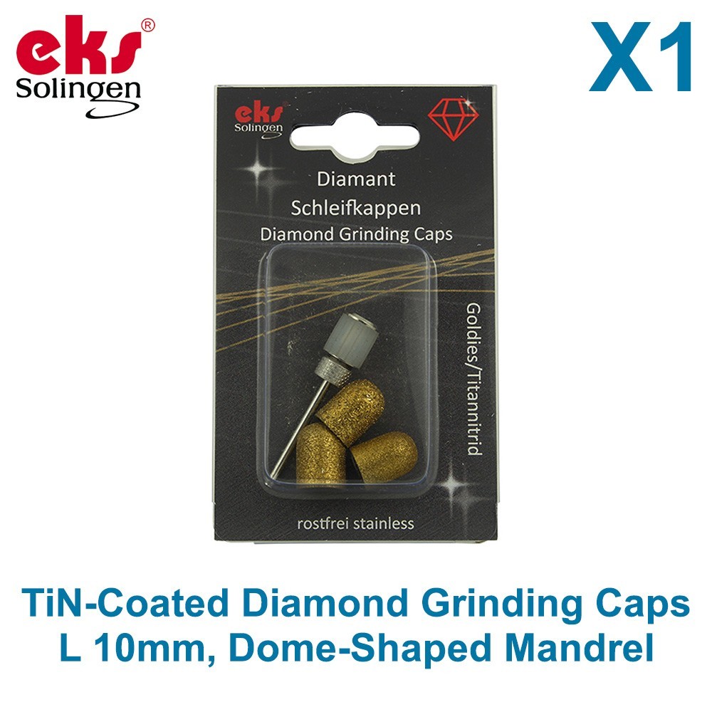 Diamond Sanding Dome Set Grinding Caps 10mm TiN Coating 3 Grit Levels Mandrel