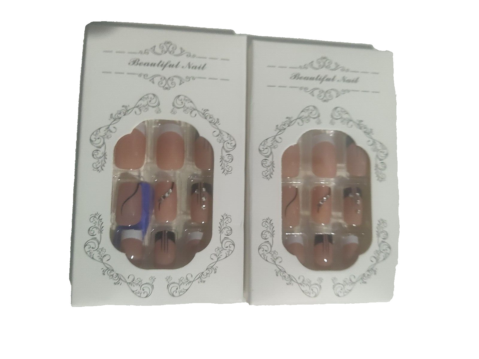 DO-IT-YOURSELF 24Pcs Glossy Press On Nails Nude Square French Tip Medium Length