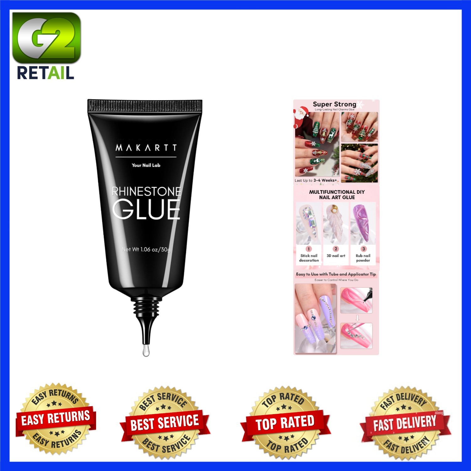 30ML Mess-Free Rhinestone Glue – Perfect for Secure Nail Art Charm Application