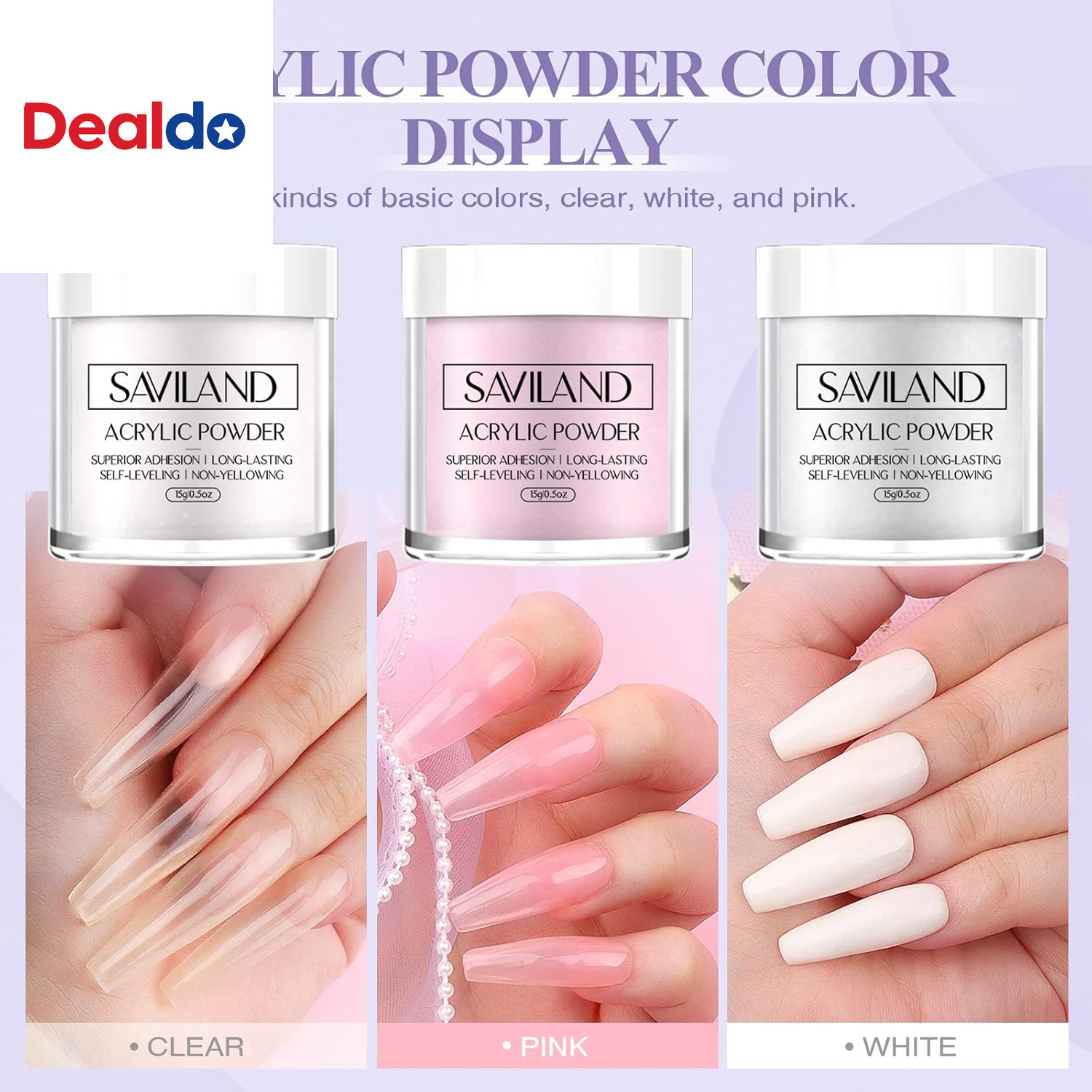 Acrylic Nail Kit for Beginners: 3 Colors Acrylic Powder, 50Ml Acrylic Liquid, #8