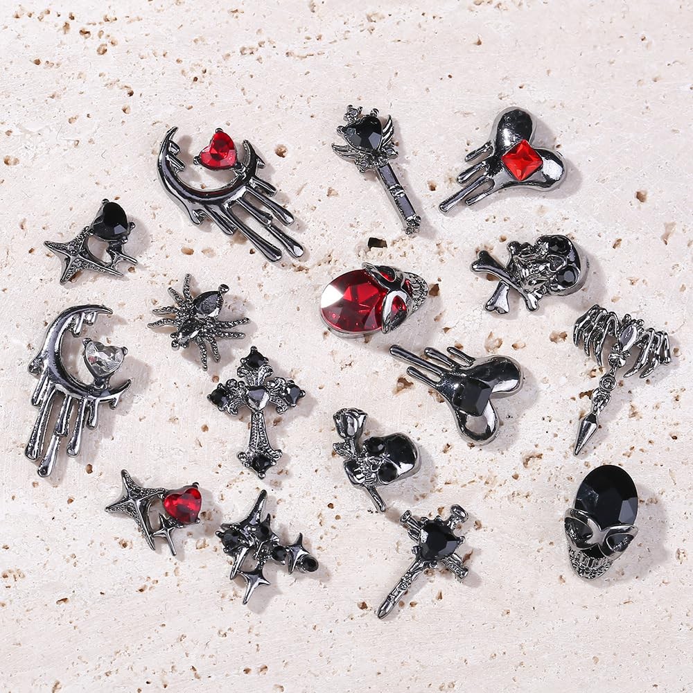 44 Pcs Halloween Nail Charms 3D Alloy Nail Art Charms Supplies for Women