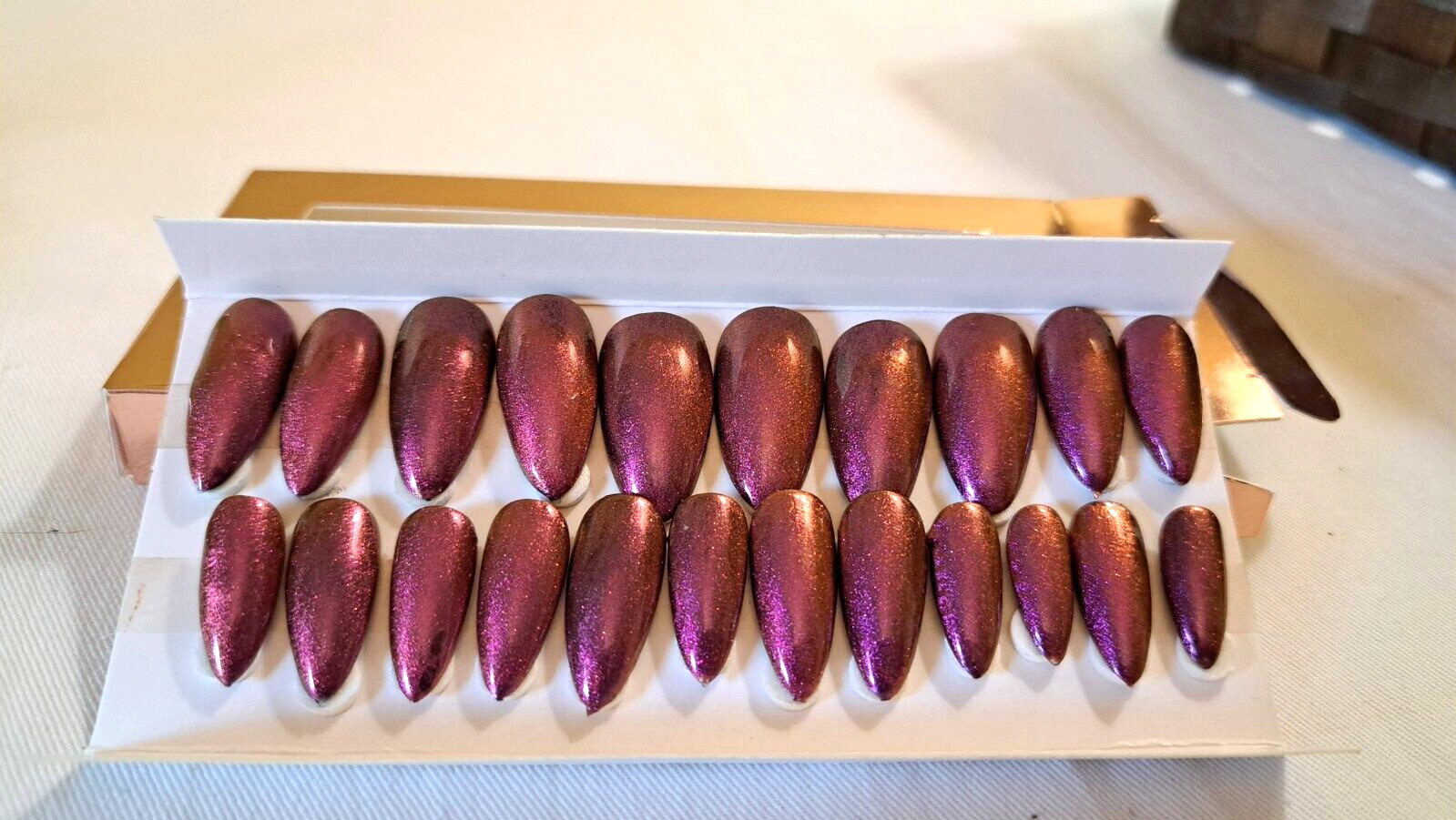 Dual Chrome Press On Nails- All Sizes 20pc Almond