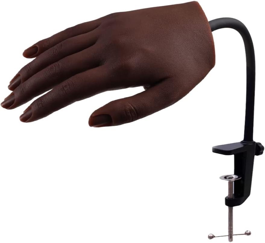 Silicone Practice Hand For Acrylic Biab Manicure Nail Artists With Stand
