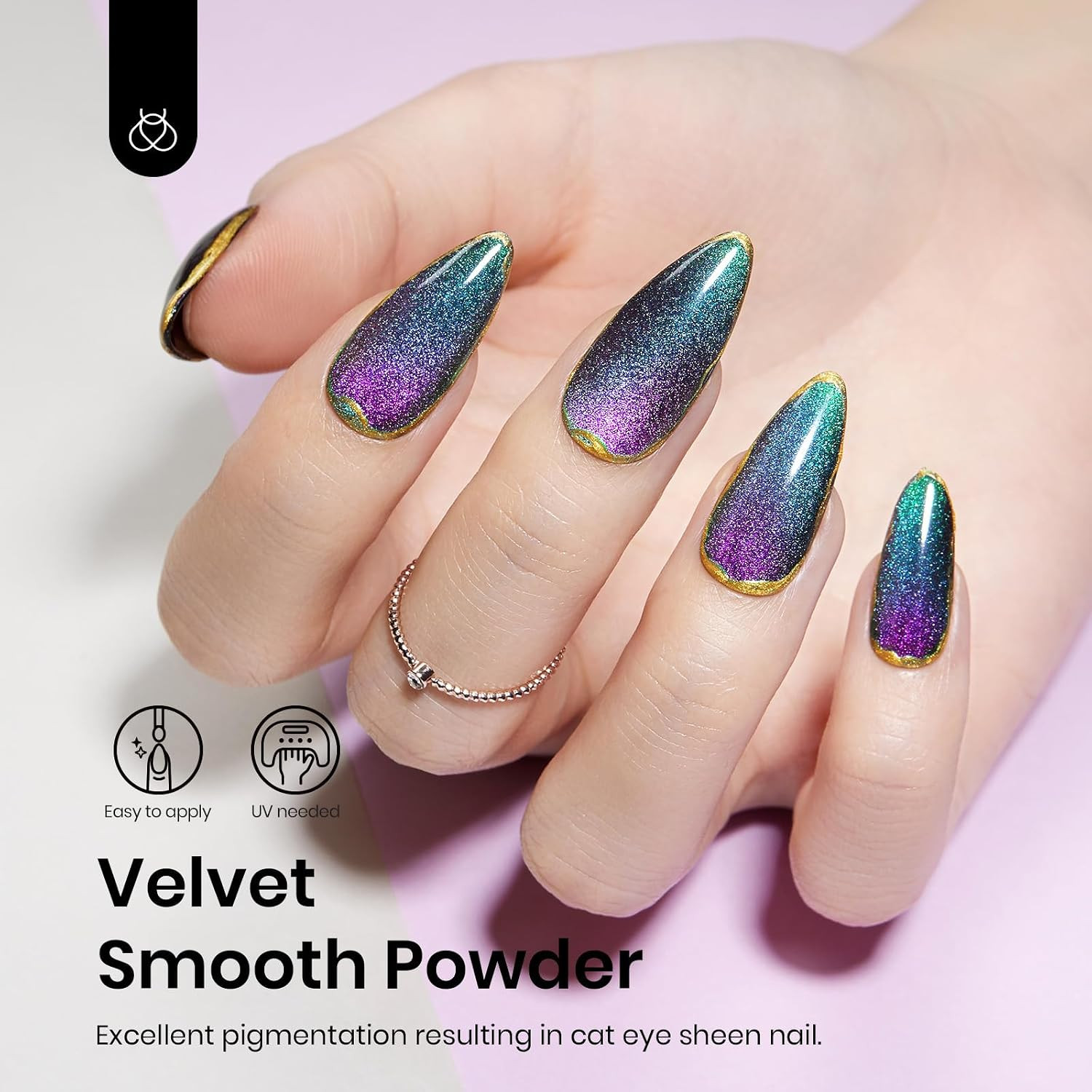 Cat Eye Chrome Nail Powder Set, 2 in 1 Holographic Effect | Chameleon Galaxy Pow