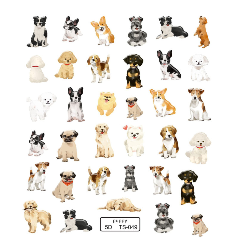 NAIL ART Character 5D Nail Puppy Dogs Nail Stickers Nail Decoration TS49 NS54