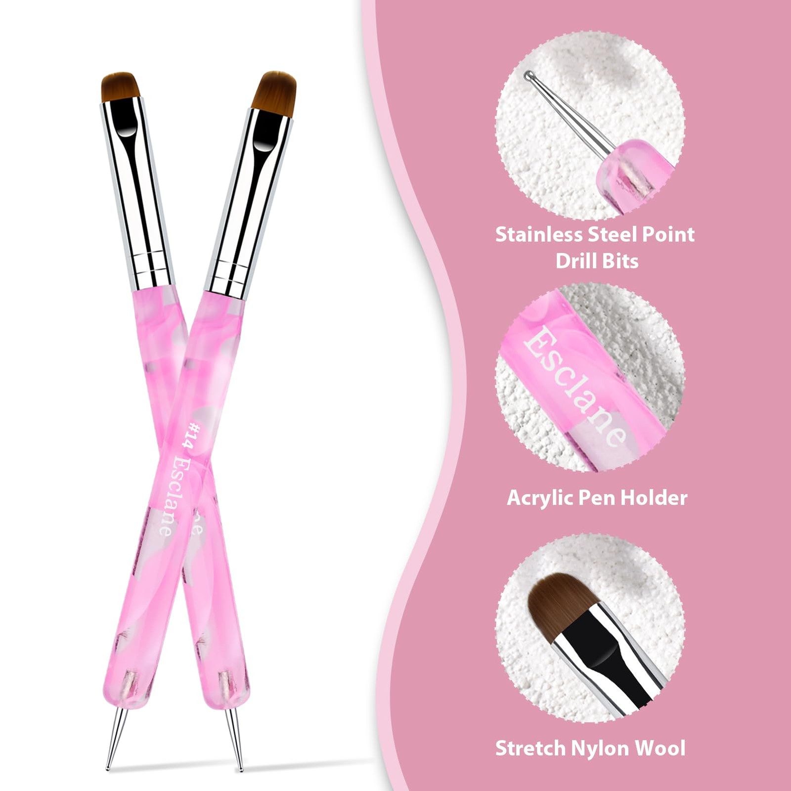 French Manicure Brush, 2 Way French Nail Brush with Dotting Tool for Manicure…
