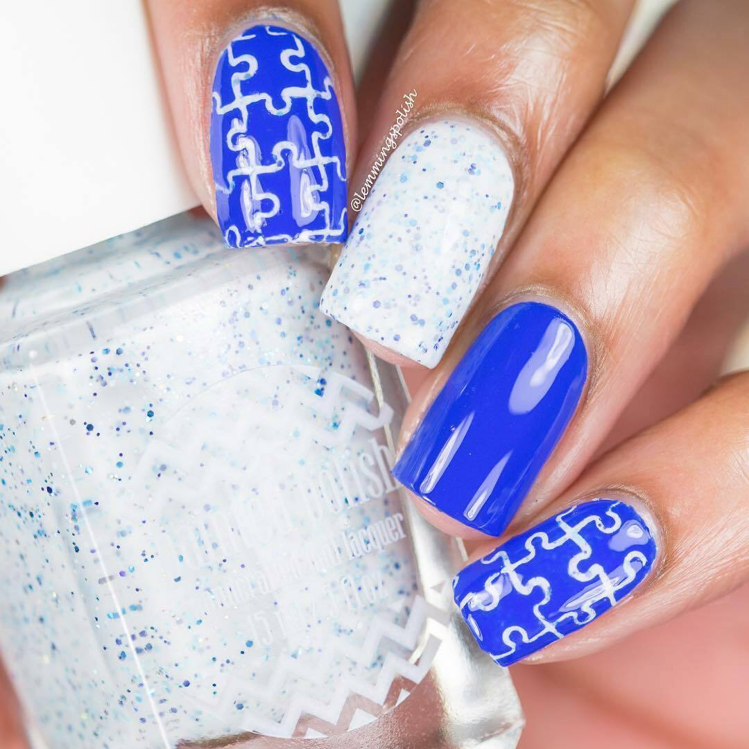 Whats Up Nails Puzzle Stencils for Nails, Autism Month Nail Stickers