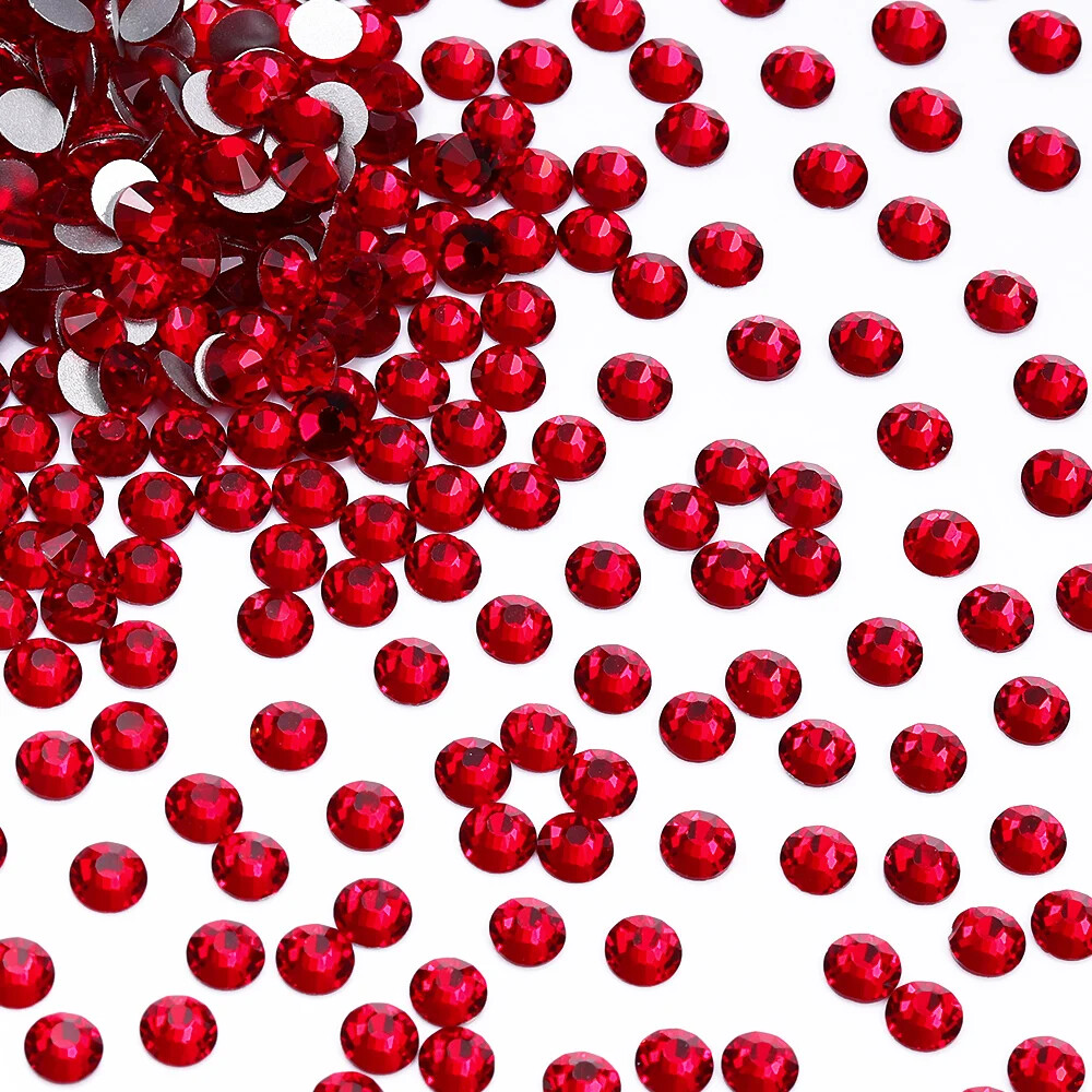 Siam Glass Flatback Rhinestone Glitter Red Glue On Crystal Diamond for Nail Art