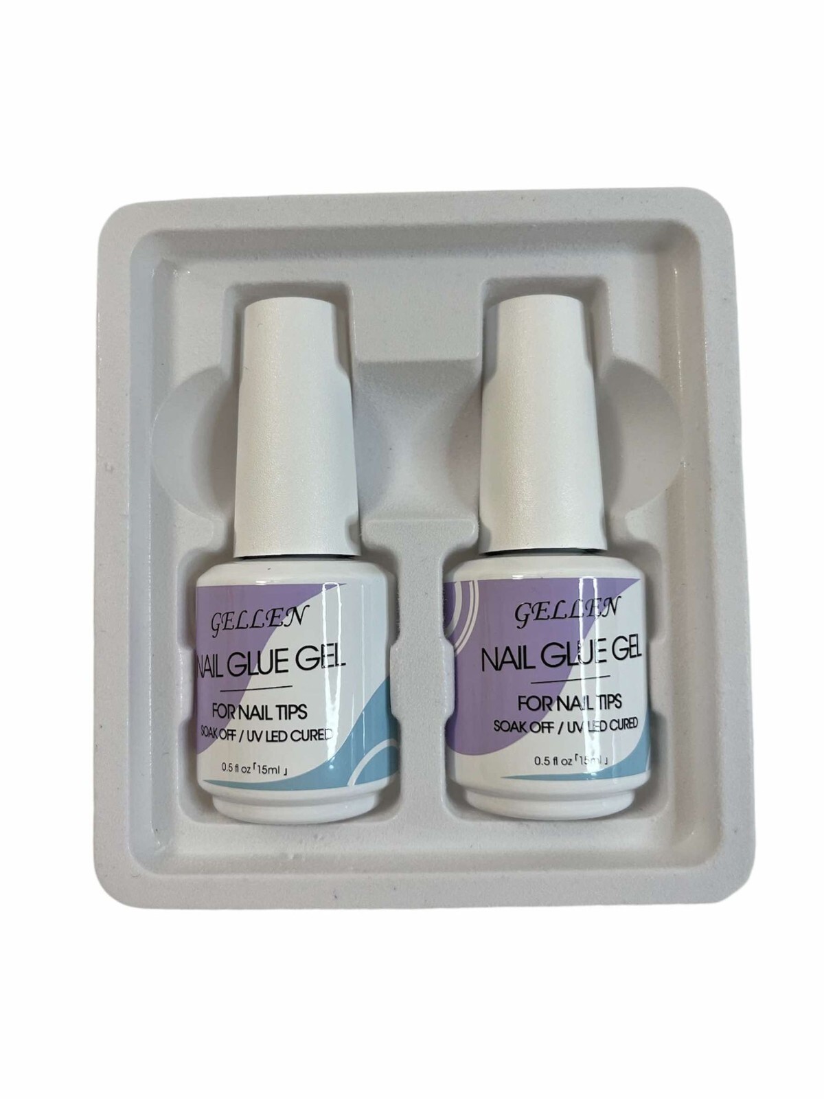 Nail Glue Gel, GELLEN-For Nail Tips-Multifunction 2 Pack 15 ml Soak Off, UV/LED+