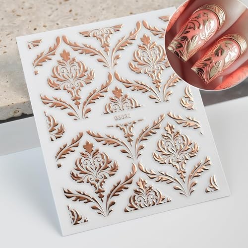 30 Sheets Nail Art Sticker 3D Self-Adhesive Hollow Rose Golden Lace Lace Flower