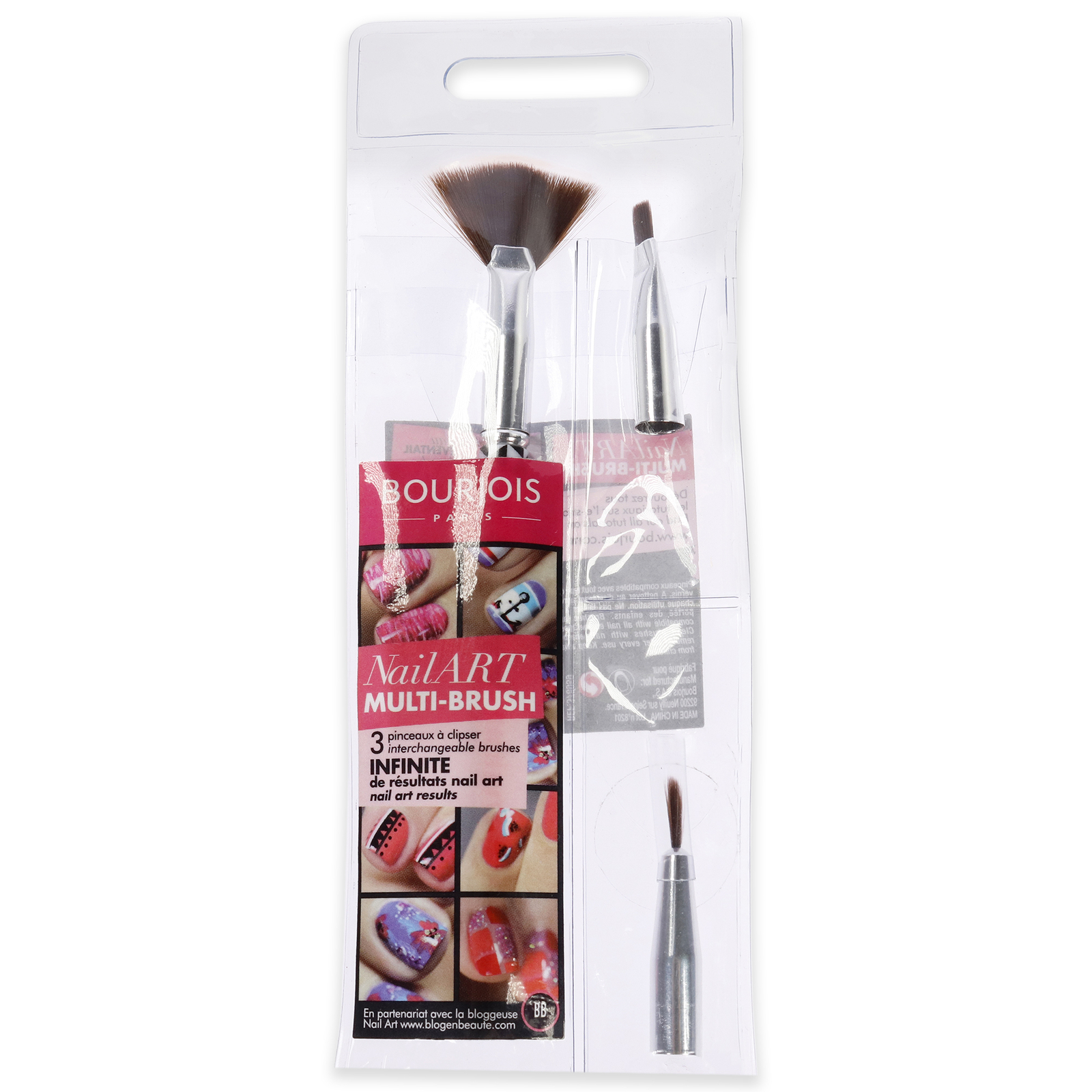 Multi-Brush Nail Art Set by Bourjois for Women – 3 Pc Set Fan Brush & more