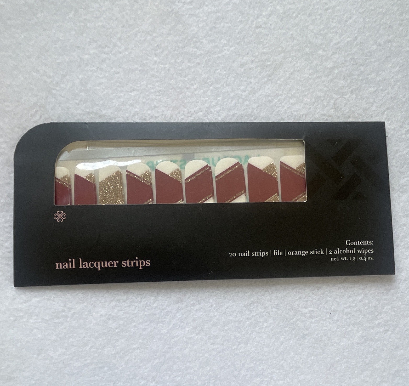 Jamberry Nail Lacquer Strips Press-On Nails Red/Gold Glitter Geometric LSR06