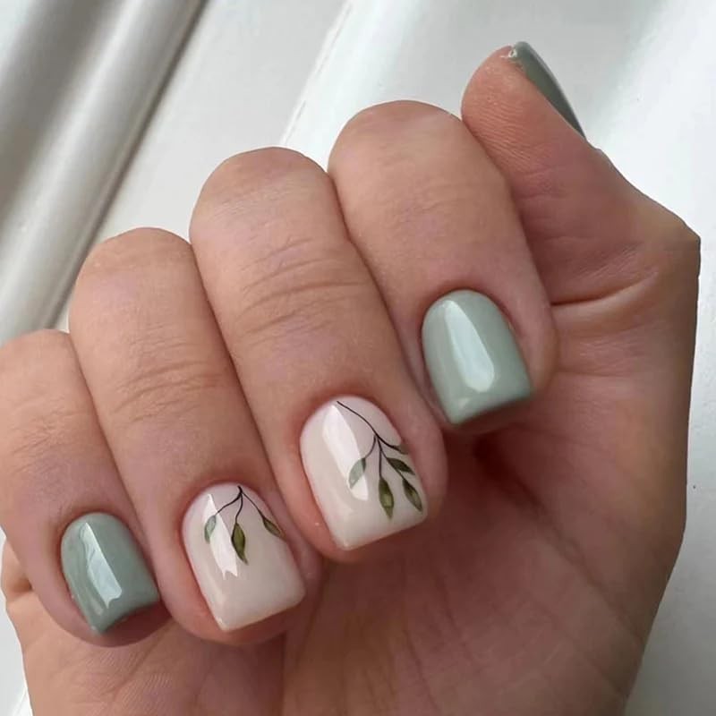 Curvlife Press On Nails – Acrylic Fake 0.23 Fl Oz (Pack of 1), Bamboo green