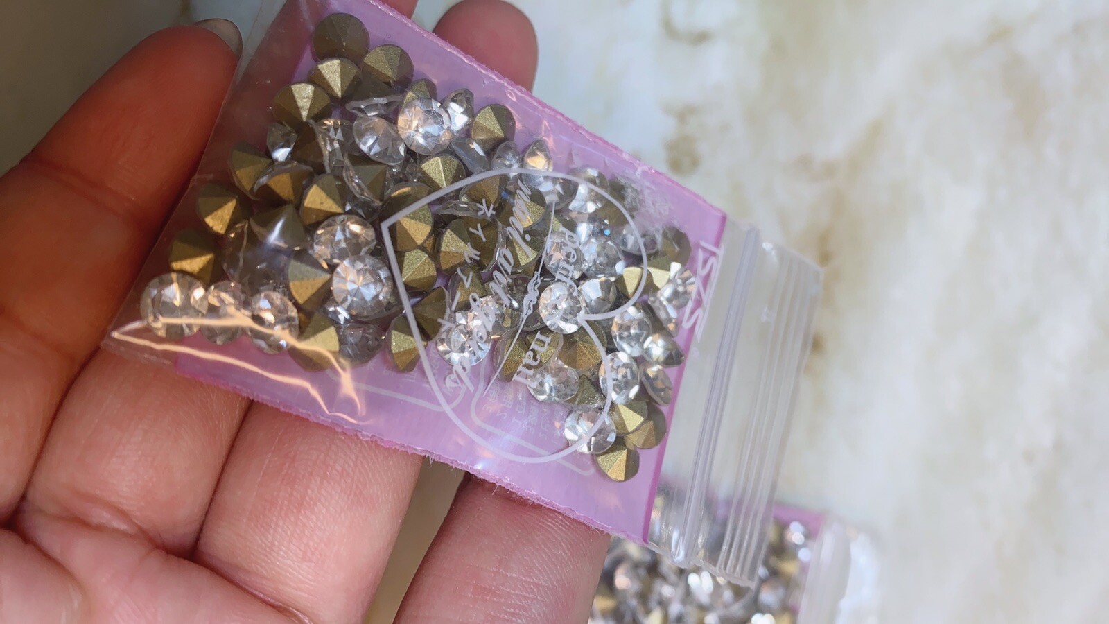 Gel Nail Acrylic / Nail Art Deco Assort Crystal 3D Heart Gold Silver From Japan