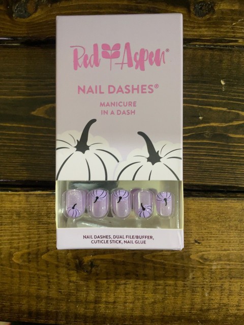 Red Aspen Nail Dashes Purple Pumpkin Patch, Pika Press On Nails New