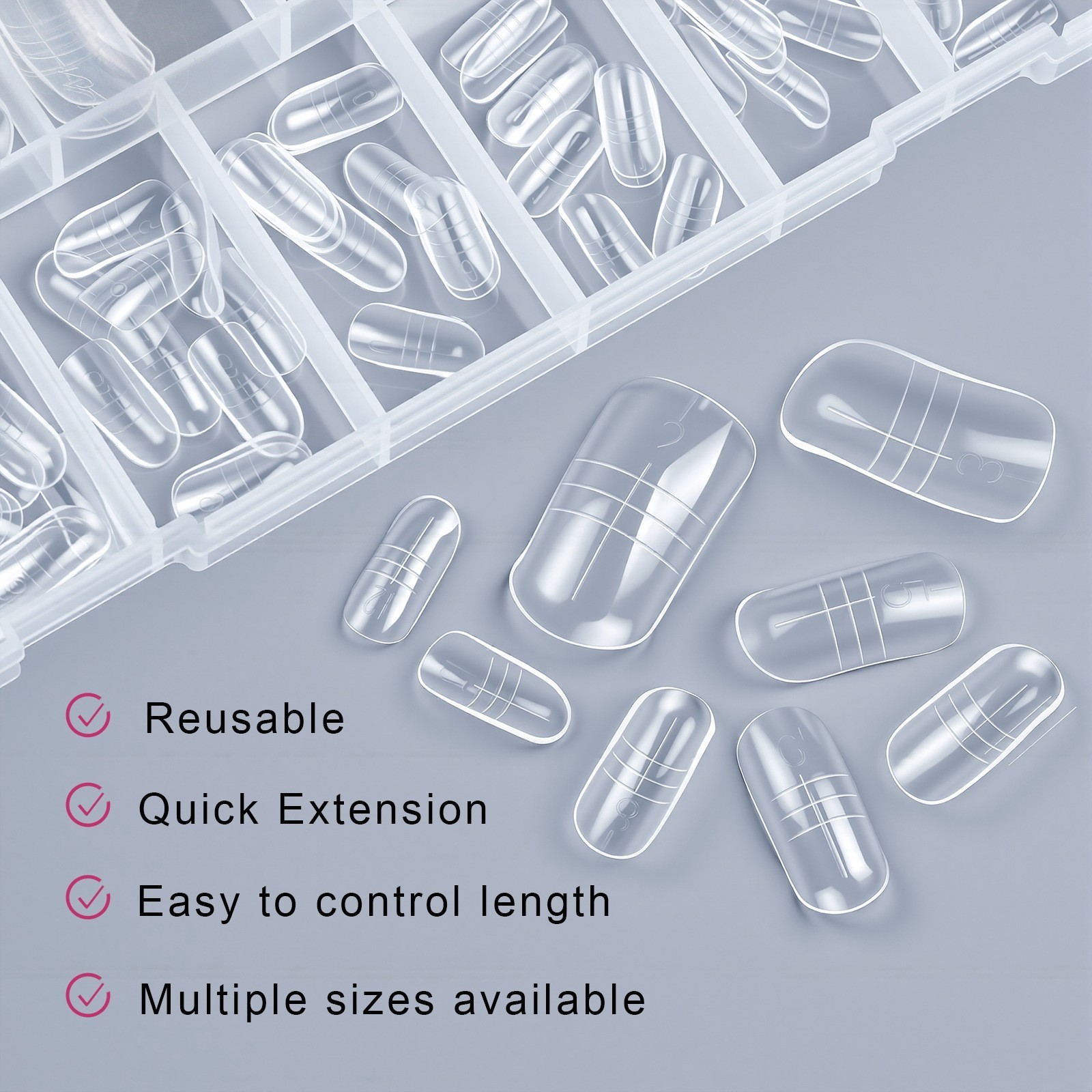 160pcs Clear Nail Forms for Finger & Toe Nails Extension Nail art tools 16 Sizes