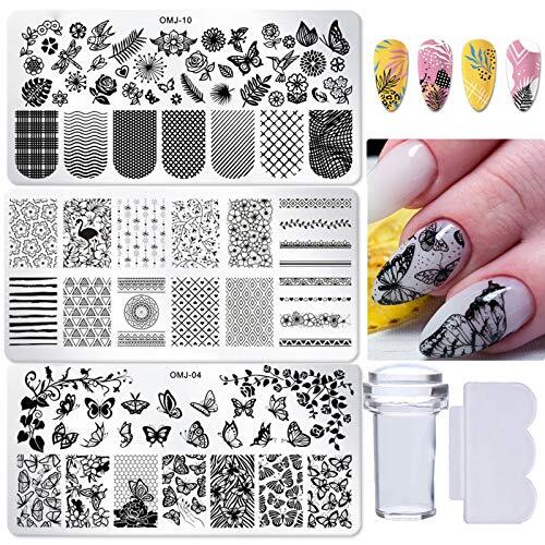 Nail Stamping Template Kit Fingernails Stencil Stamper Scraper Manicure Tool