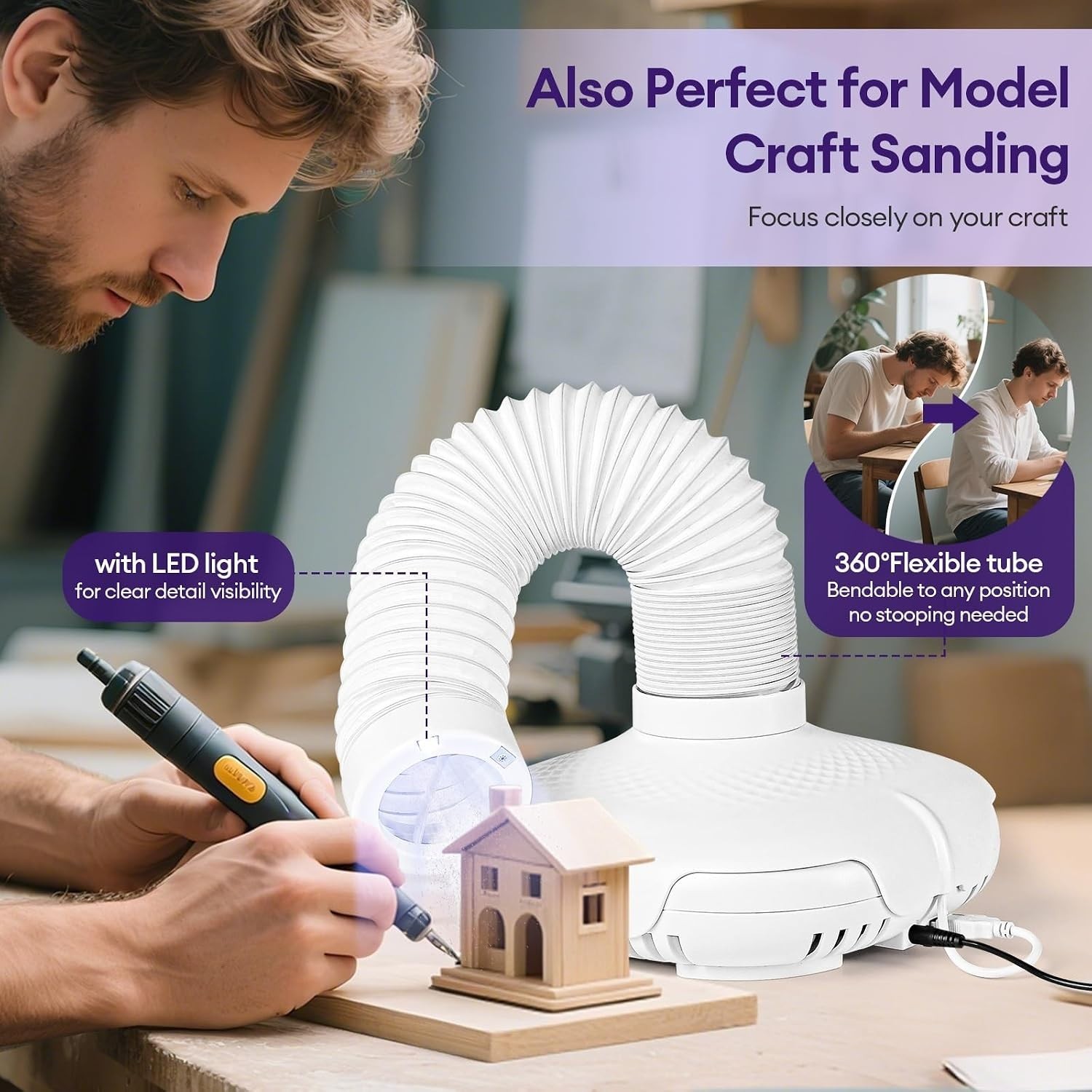 Versatile Nail Dust Collector with Built-in LED Light & Custom Suction Control