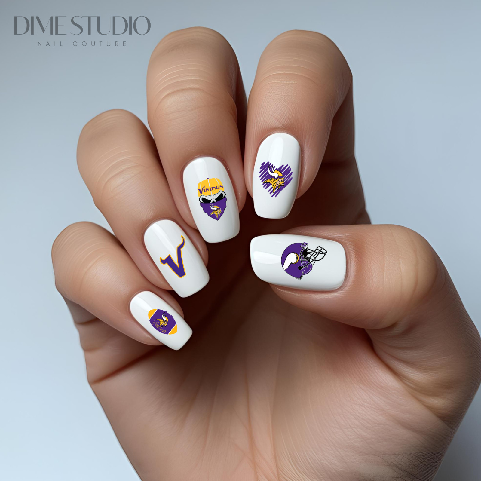 Minnesota Vikings Football Nail Decals Waterslide Clear Overlay Nail Art