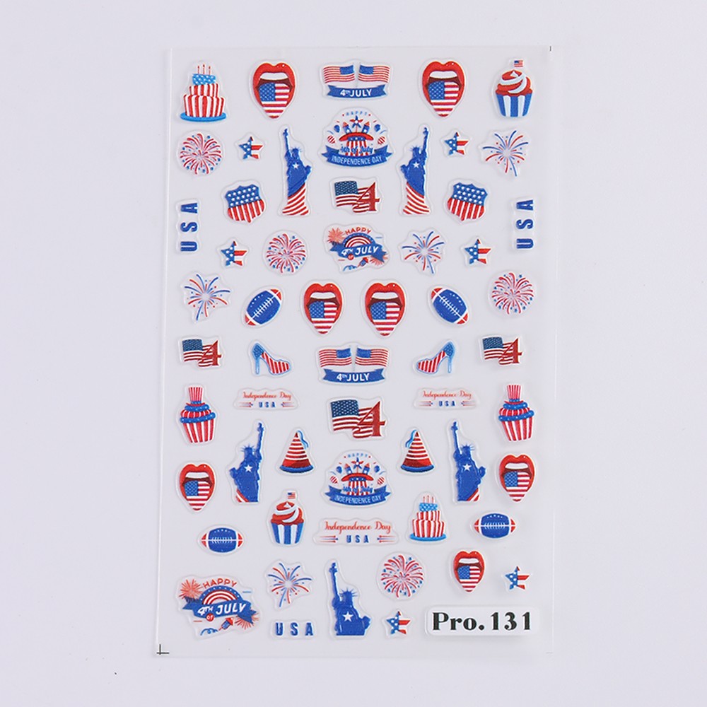 4th of July DIY Nail Stickers Independence Day Nail Art 3D American Flag Sticker