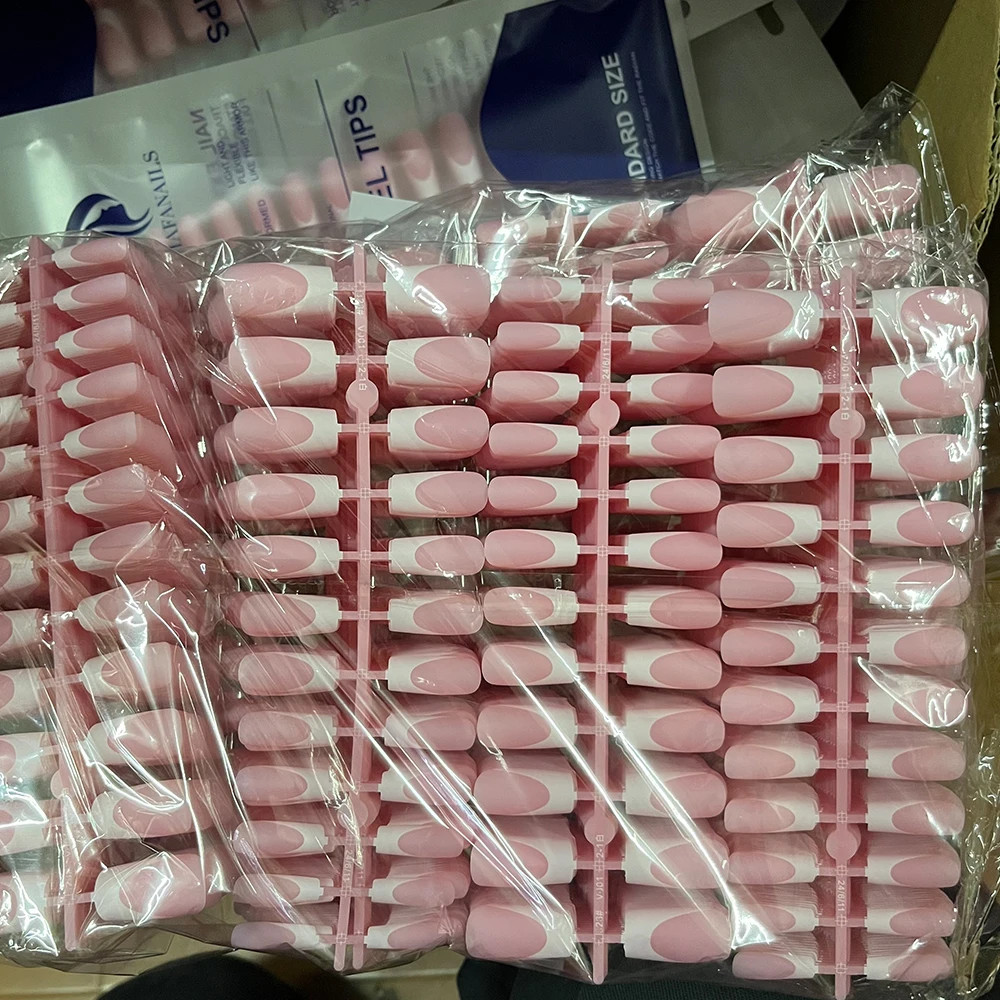 120Pcs Mixed Size Medium Long Square French Press on Nails Full Cover Wearable