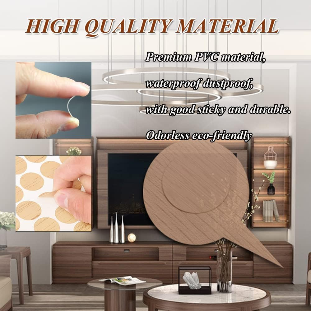 21Mm PVC Screw Hole Cover Cap 378Pcs Wood Grain Furniture Stickers | 21Mm Self-A