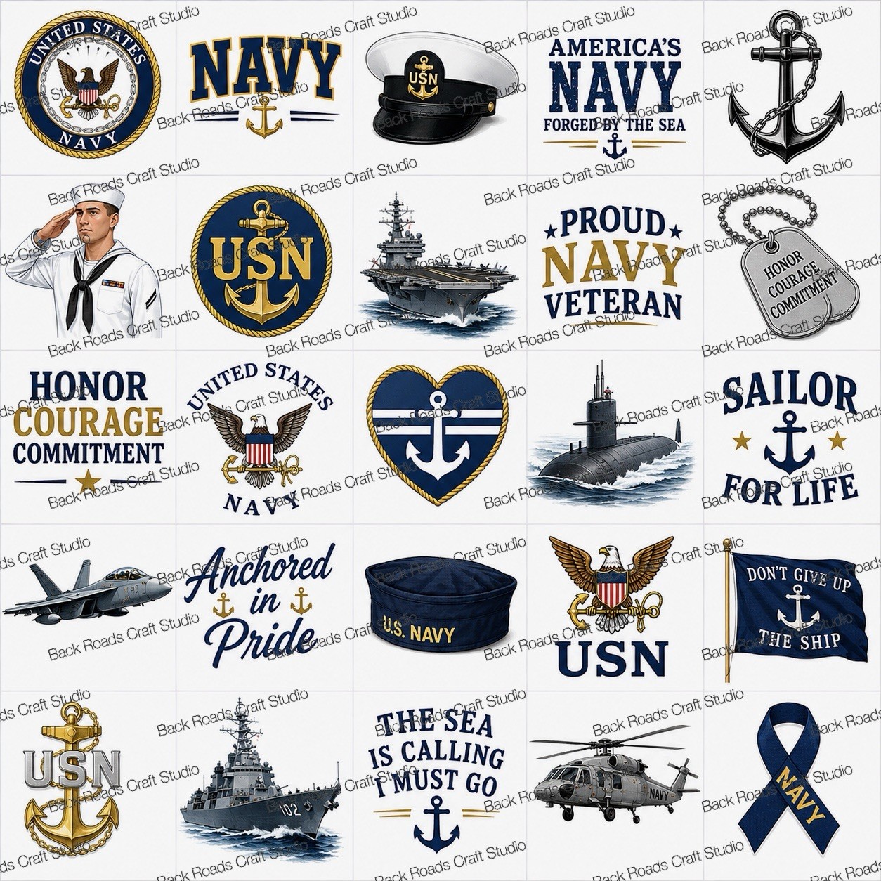Navy Waterslide Finger Nail Decals Instructions Bonus set of 50 JM