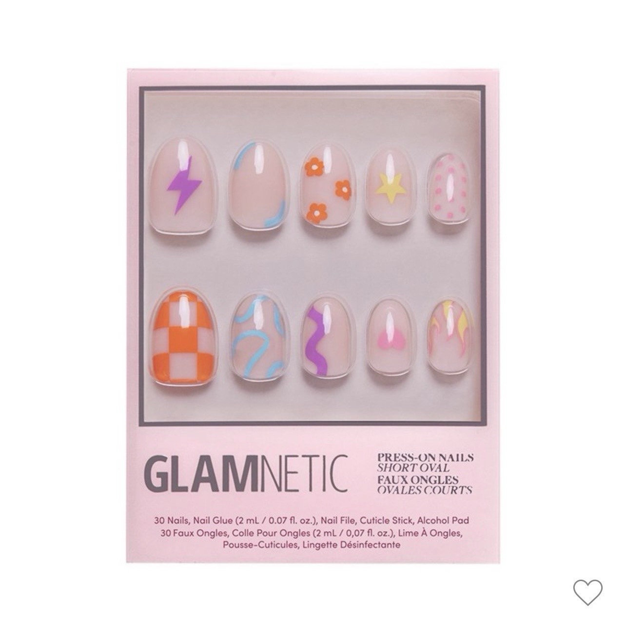 Glamnetic Press On Nails | Short Oval | Wild Child | Modern 30 Count