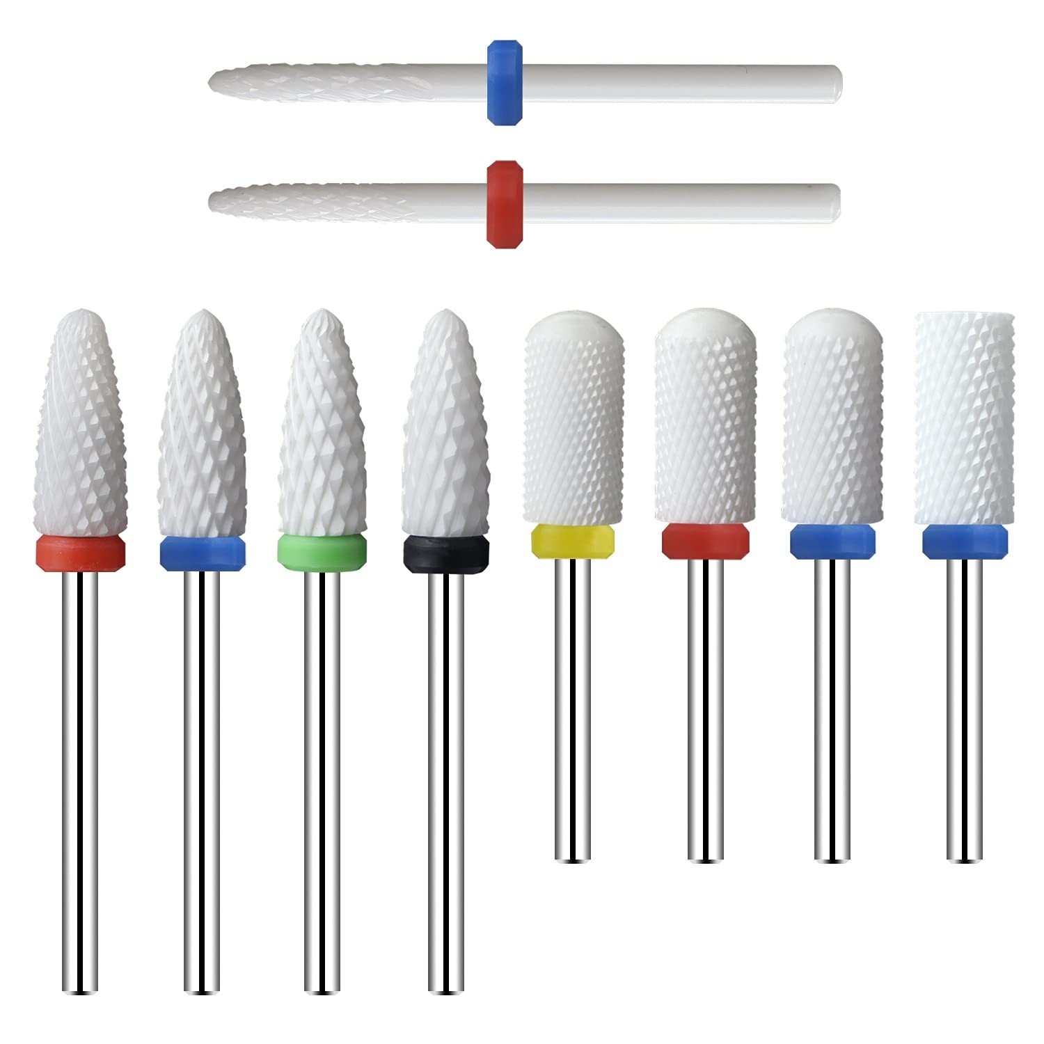 Ceramic Nail Drill Bits 10Pcs- 3/32 Drill Bits Set for Acrylic Gel Nails