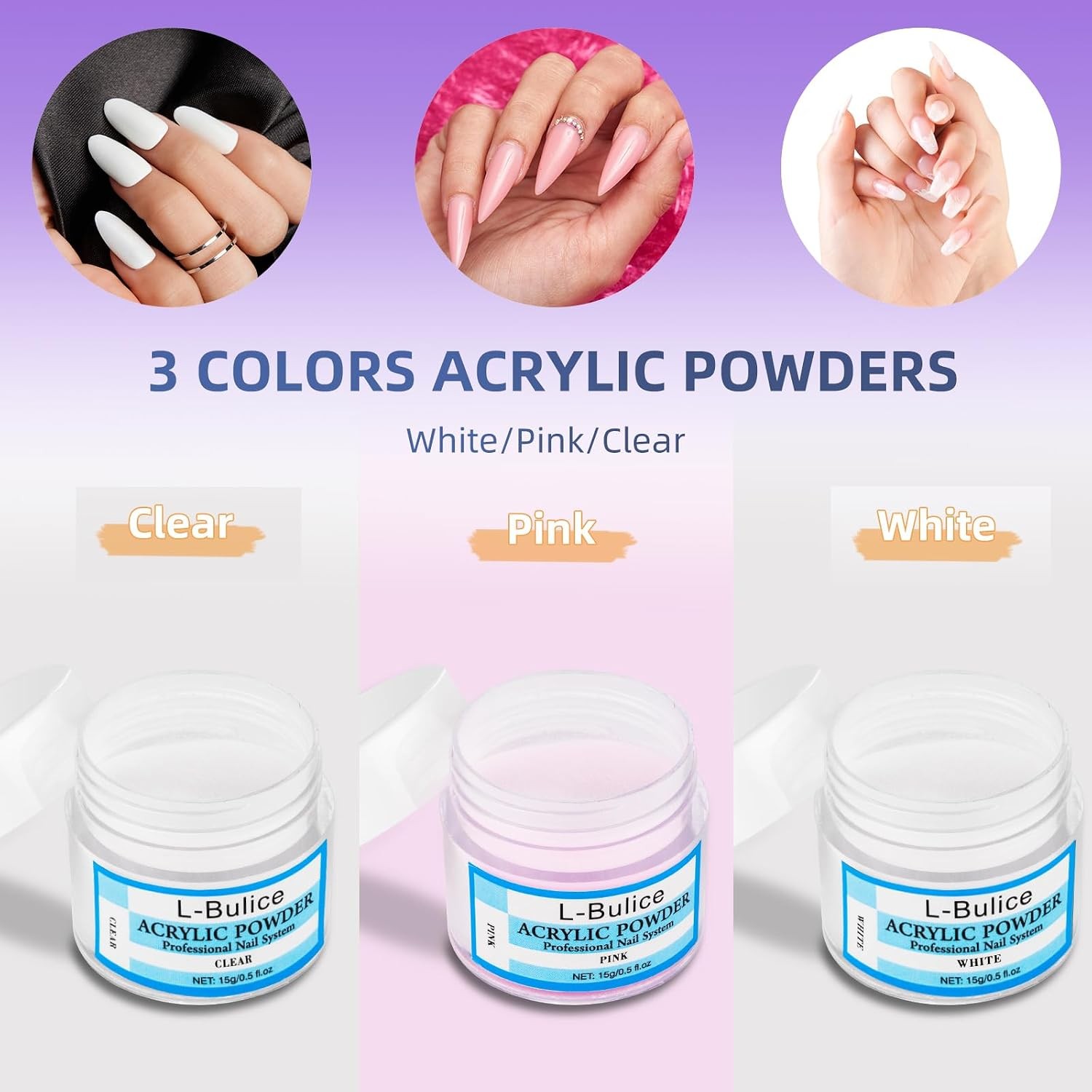 Acrylic Nail Kit for Beginners with Everything Professional, 12 Glitter Powder N