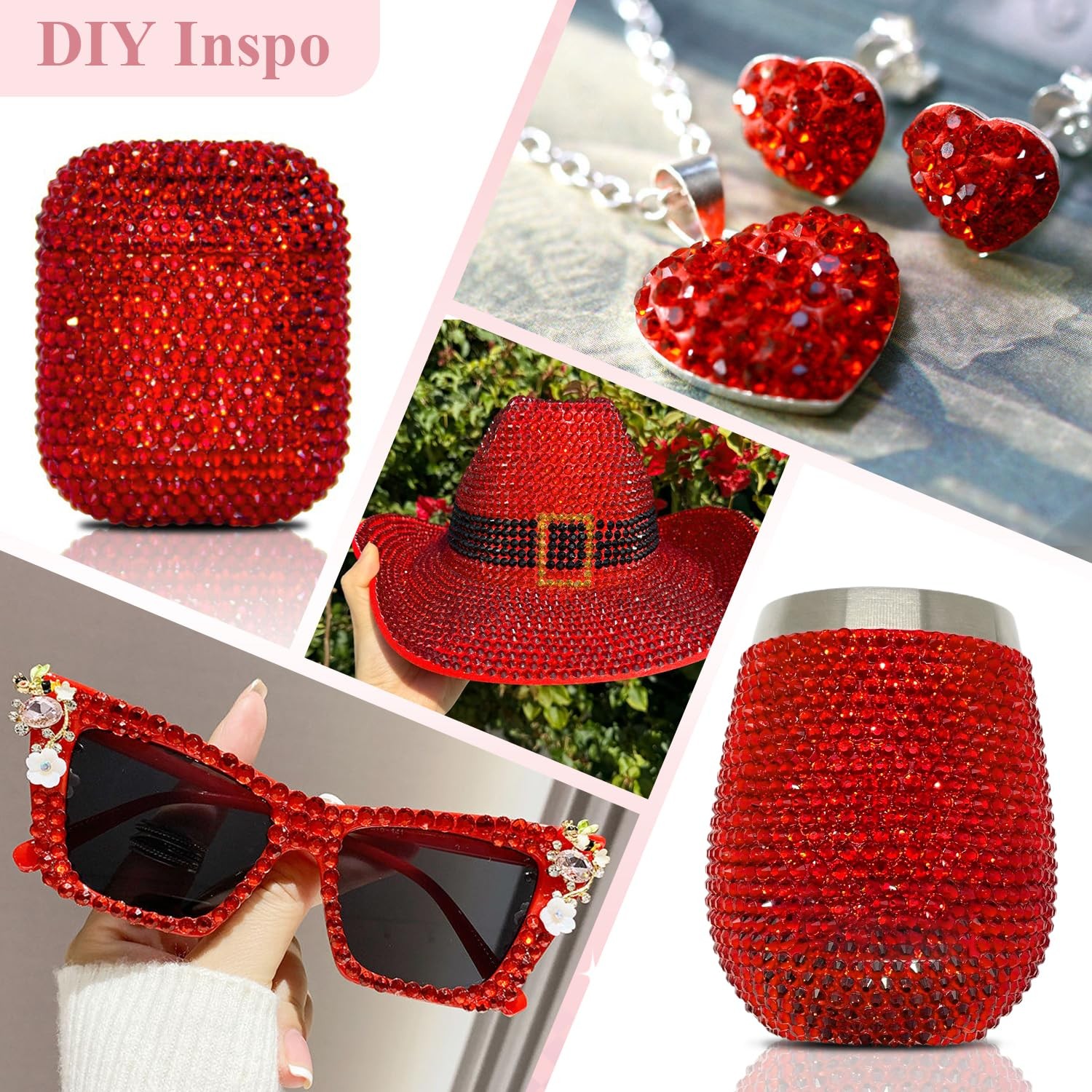 Light Siam Flatback Glass Rhinestones Crystals Non-HotFix Glitter Stones