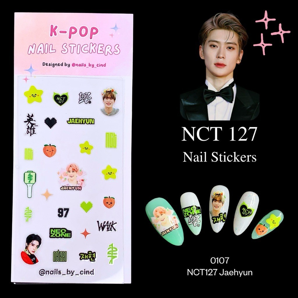 NCT 127 KPOP NAIL STICKER FAN MADE KOREA YUTA DOYOUNG MARK LEE HAECHAN I Z10