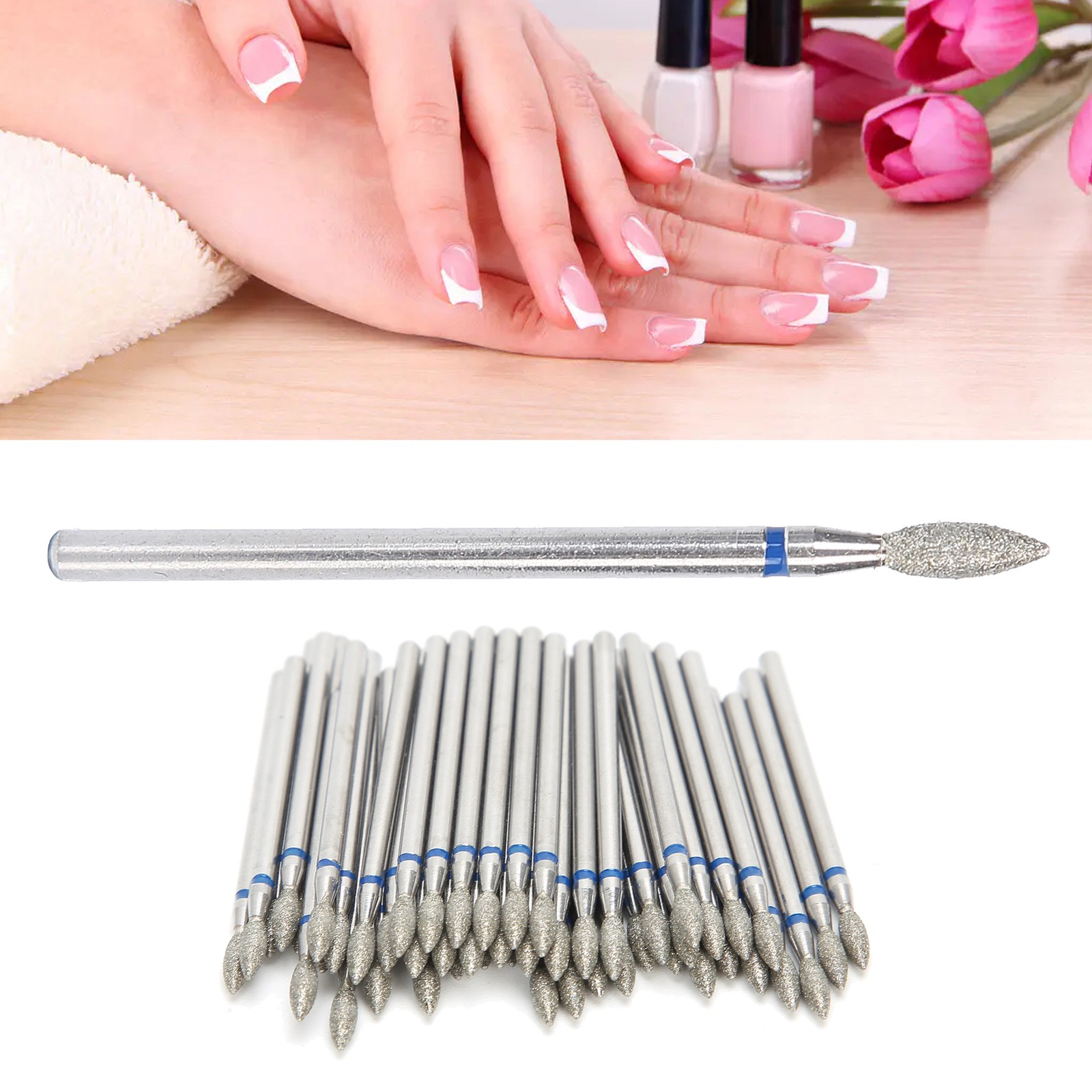 50pcs Nail Drill Bits Polishing Grind Head Manicure Tool (M-2.7mm)