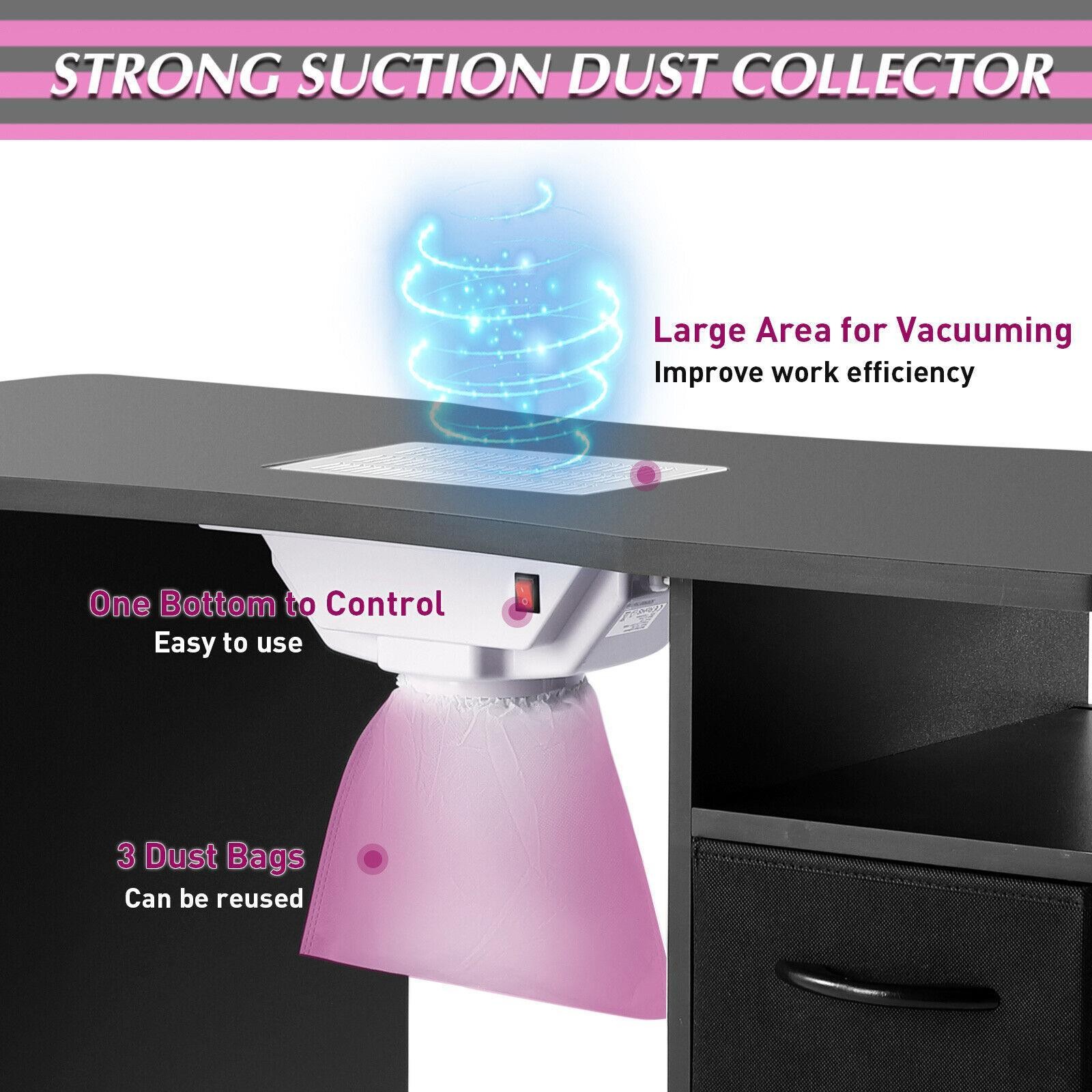 Manicure Table, Nail Beauty Manicure Desk, Wrist Cushion,Storage Drawers, Wheels